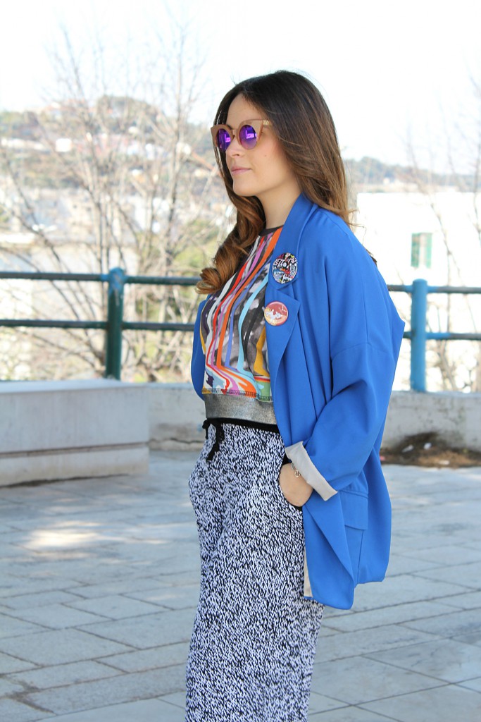 Giacca blu oversize