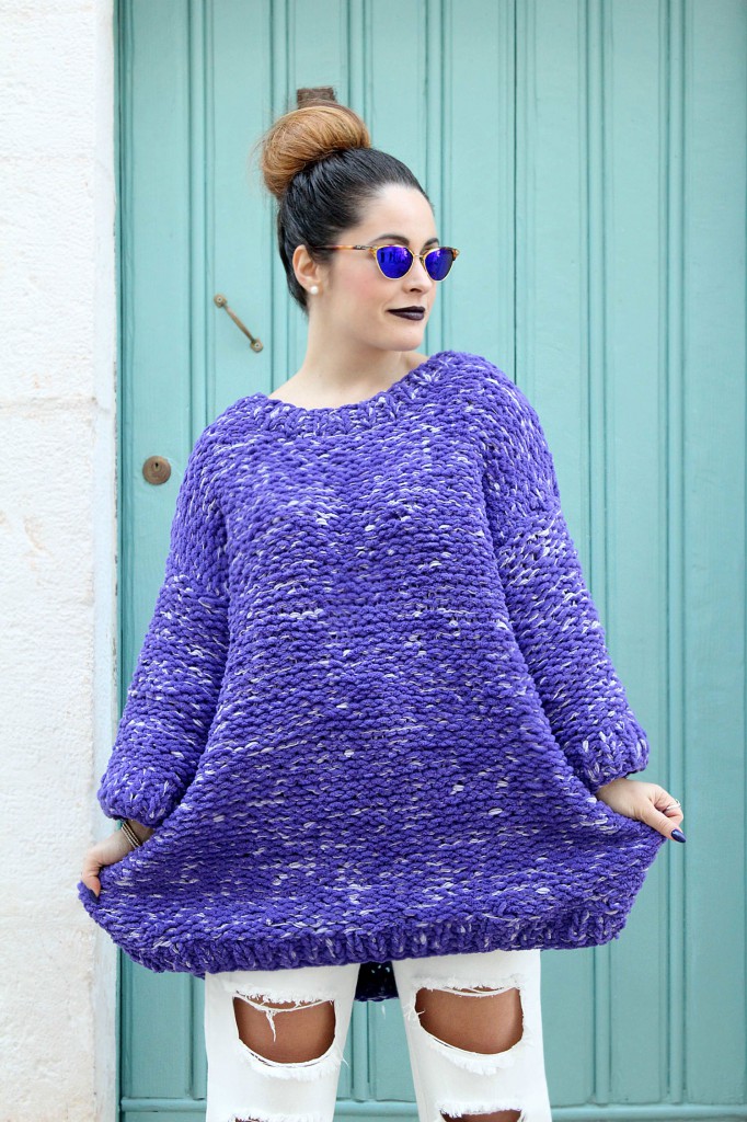 maglione di lana viola