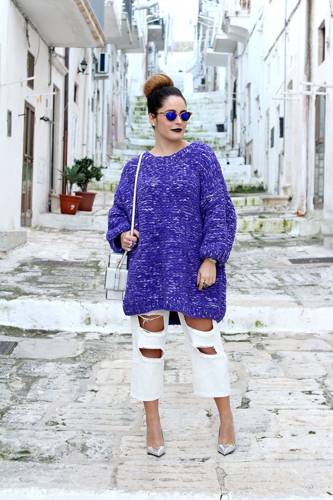 maglione di lana viola