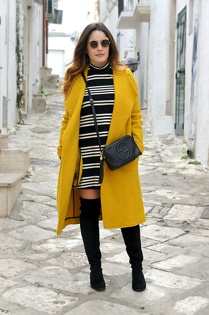 cappotto lungo giallo