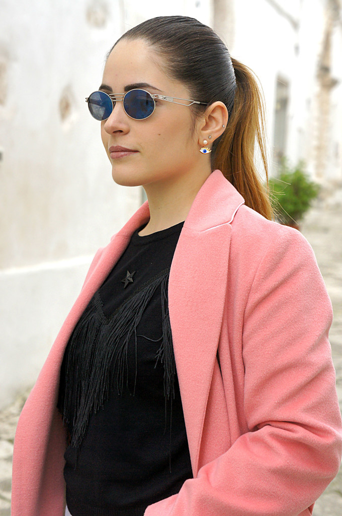 cappotto lungo rosa