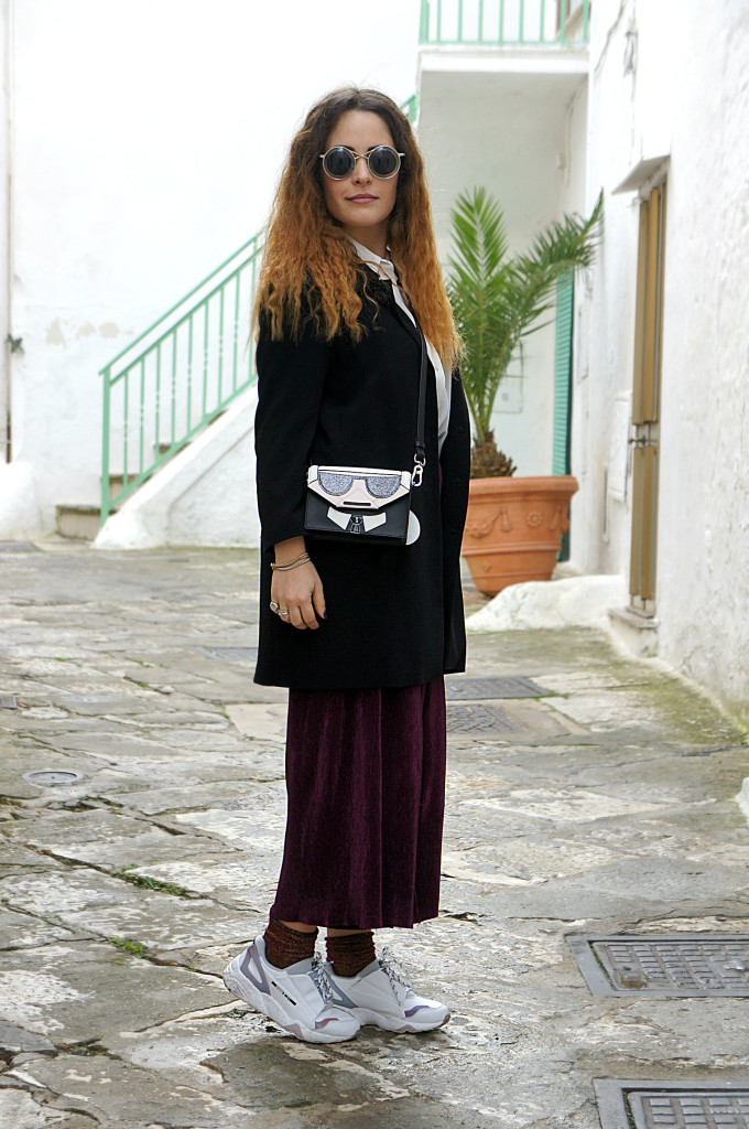 pantaloni culottes in ciniglia