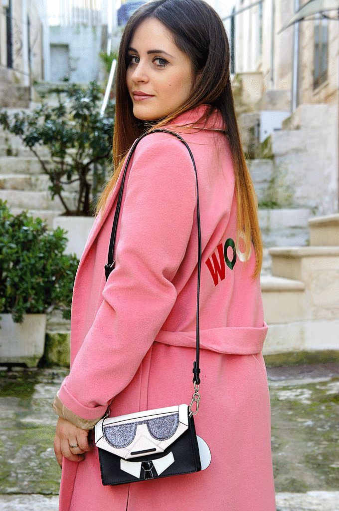 cappotto lungo rosa